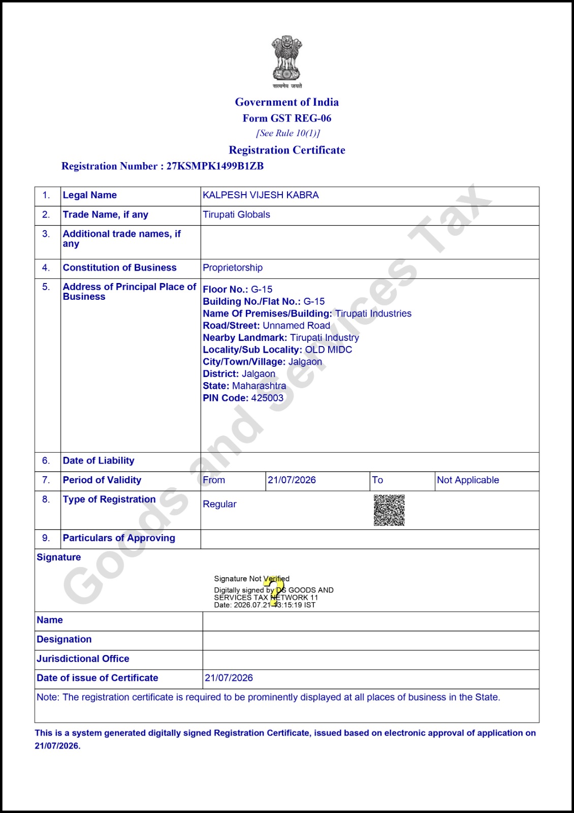 GST Certificate